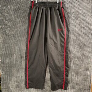 Nike Dri Fit Mens Track Pants Black Red Athletic Gym Workout Size L